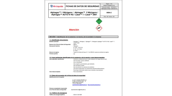 Fiches de données de sécurité LASAL Air Liquide